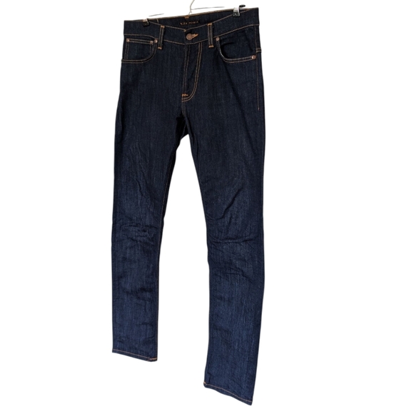 Nudie Jeans Thin Finn Jeans Dry Ecru Embo Dark Blue Wash Men's size 32 x 34 - Picture 12 of 15